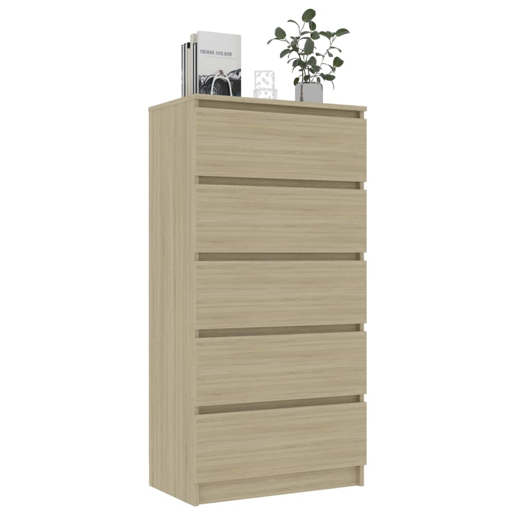 Drawer Sideboard Sonoma Oak 60x35x121 cm Chipboard