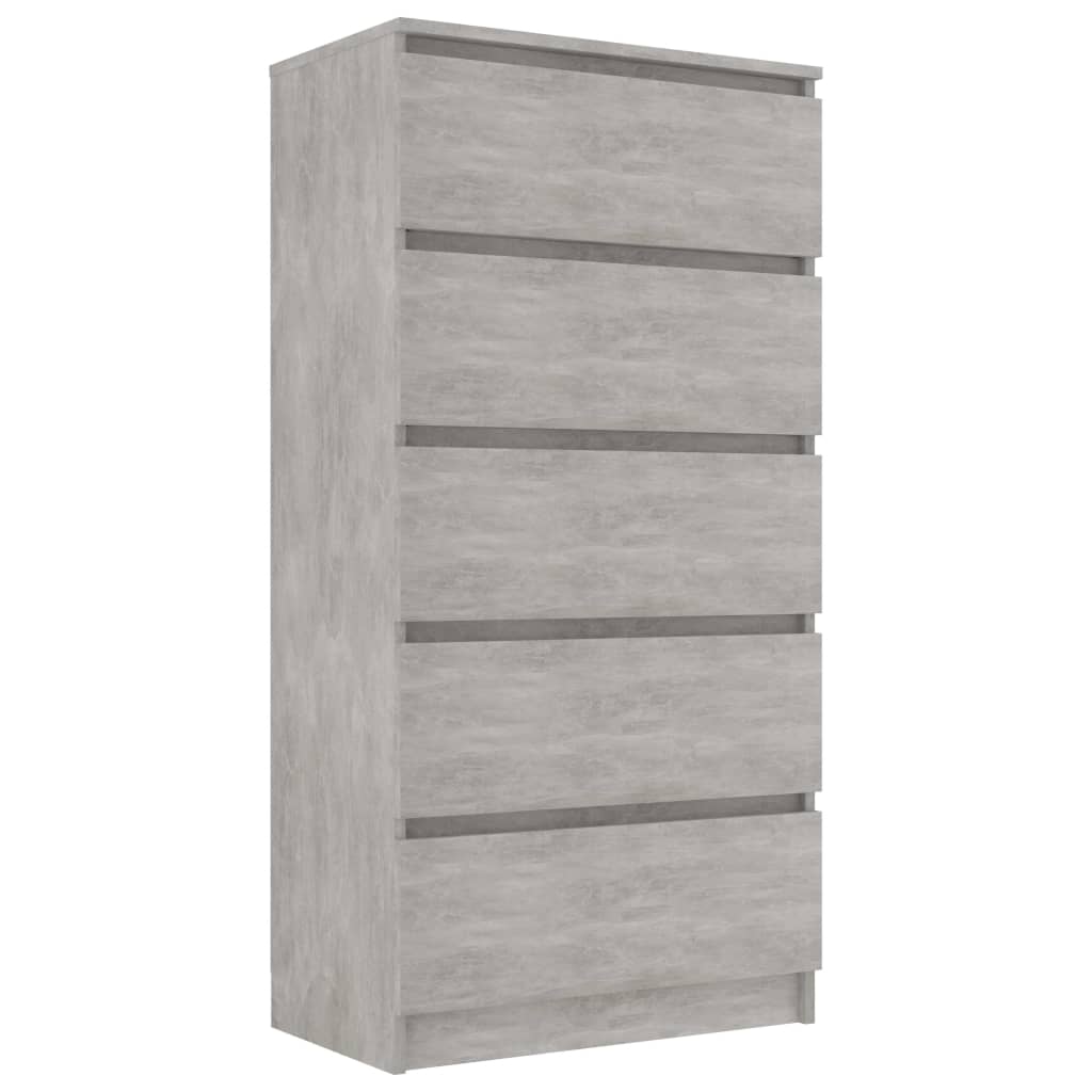 Drawer Sideboard Concrete Grey 60x35x121 cm Chipboard