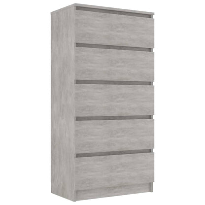 Drawer Sideboard Concrete Grey 60x35x121 cm Chipboard