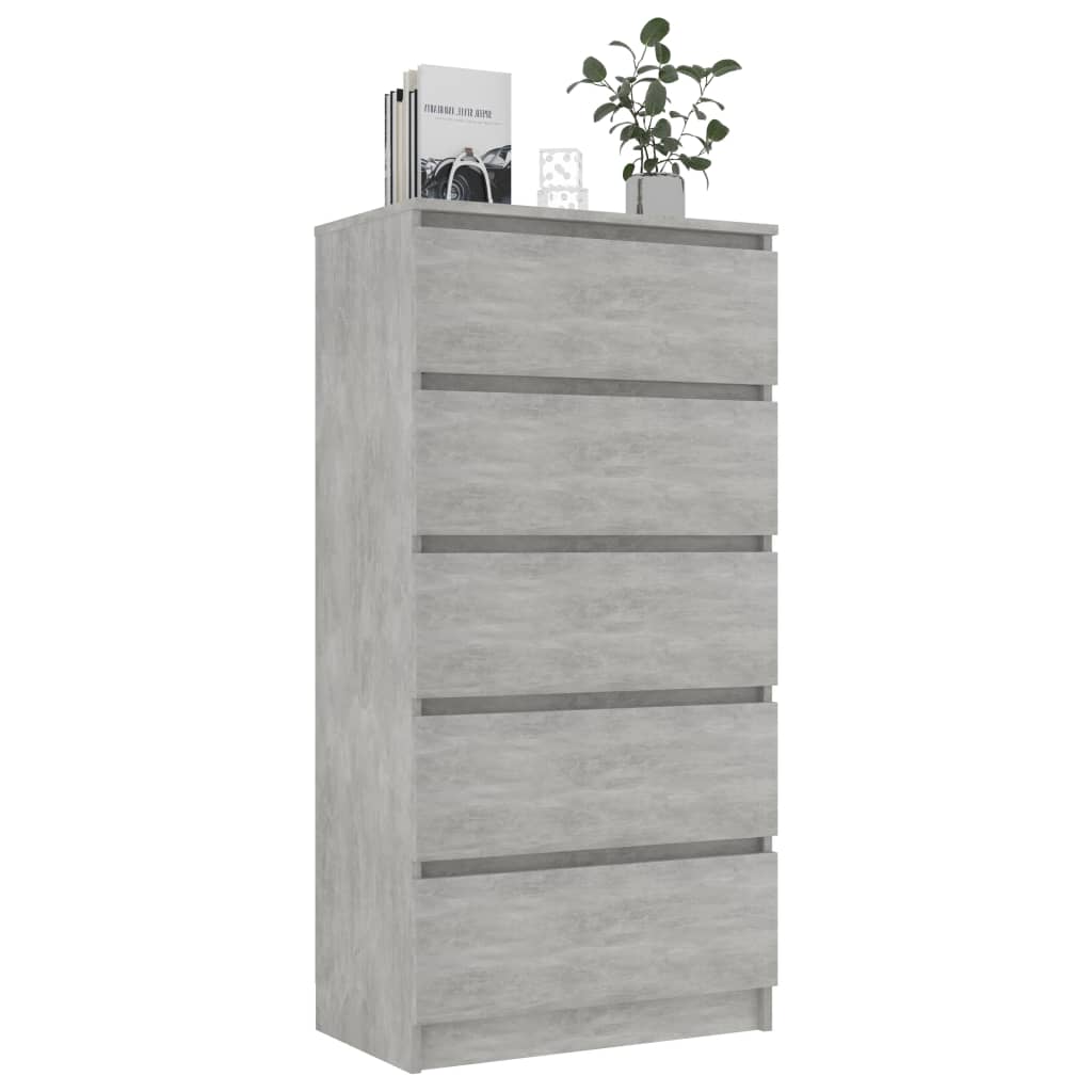 Drawer Sideboard Concrete Grey 60x35x121 cm Chipboard