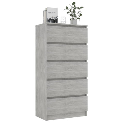 Drawer Sideboard Concrete Grey 60x35x121 cm Chipboard
