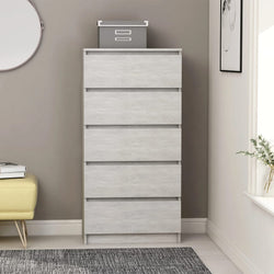 Drawer Sideboard Concrete Grey 60x35x121 cm Chipboard