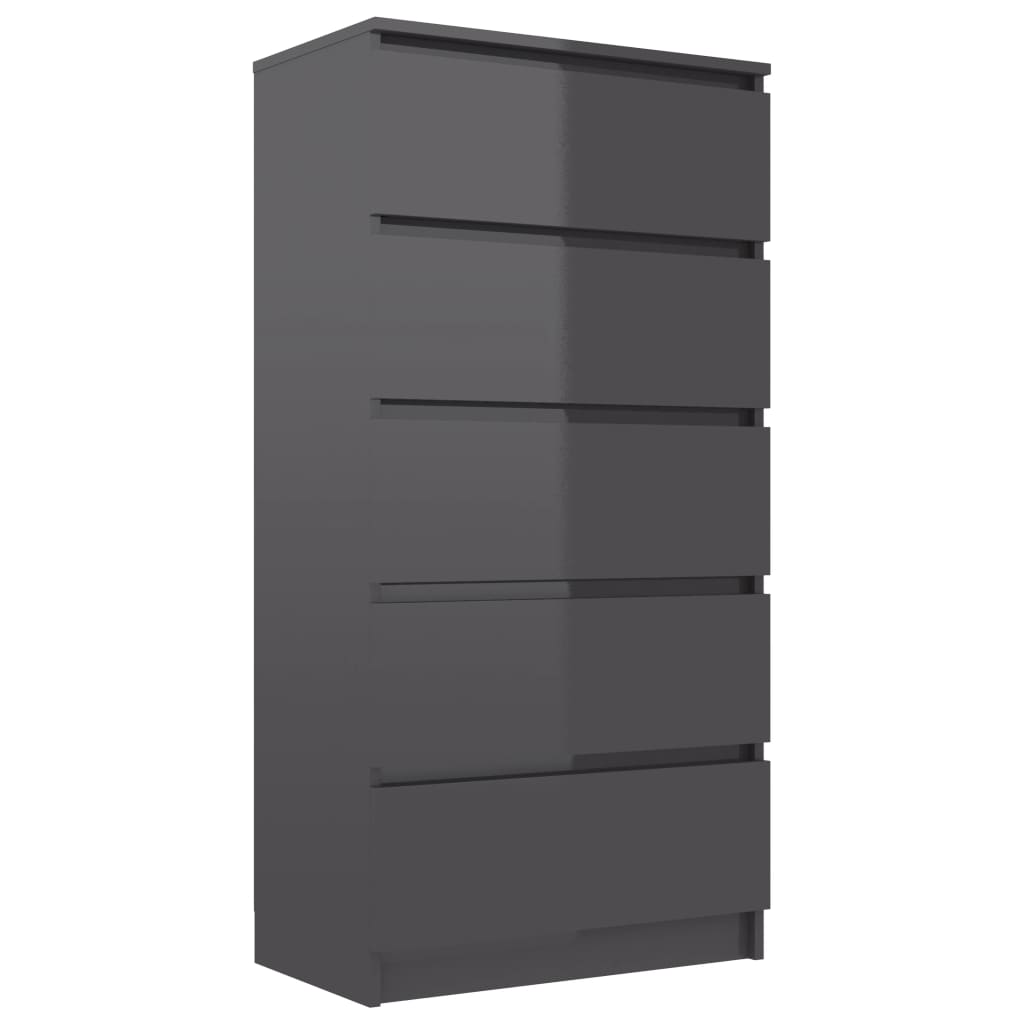 Drawer Sideboard High Gloss Grey 60x35x121 cm Chipboard