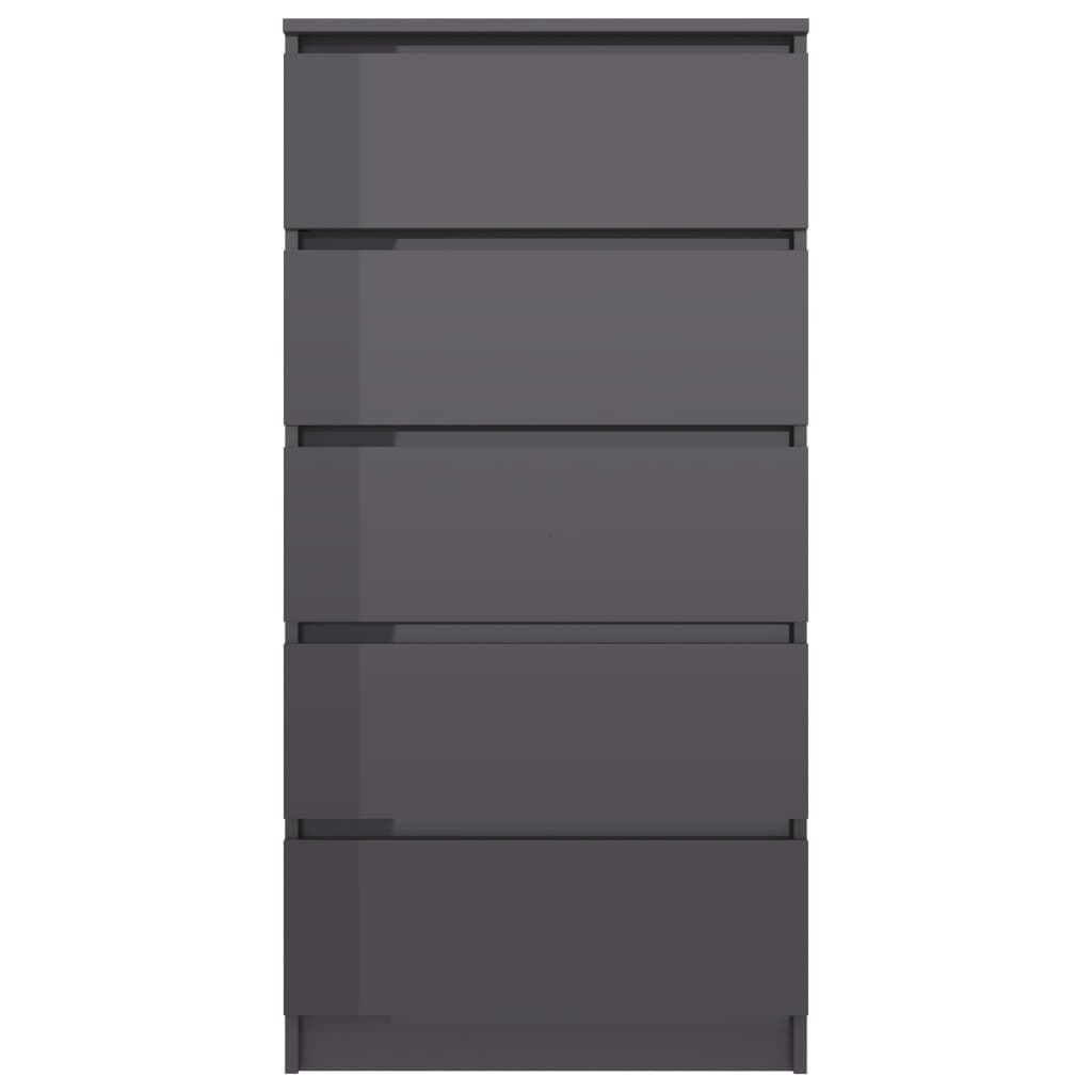 Drawer Sideboard High Gloss Grey 60x35x121 cm Chipboard