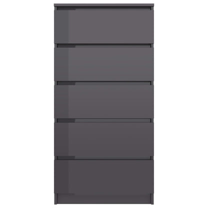 Drawer Sideboard High Gloss Grey 60x35x121 cm Chipboard