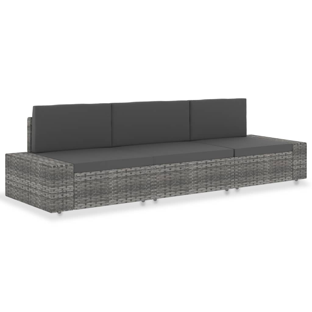 Modern Sectional Sofa 3 Seater Poly Garden Gathering Patio Relax 