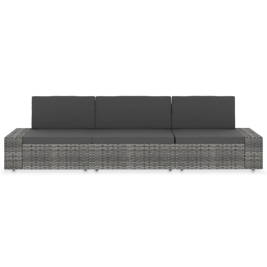 Modern Sectional Sofa 3 Seater Poly Garden Gathering Patio Relax 