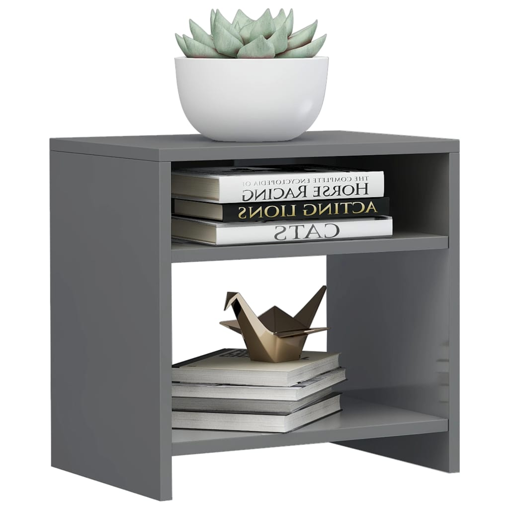 Bedside Cabinet High Gloss Grey 40x30x40 cm Chipboard