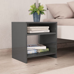 Bedside Cabinet High Gloss Grey 40x30x40 cm Chipboard