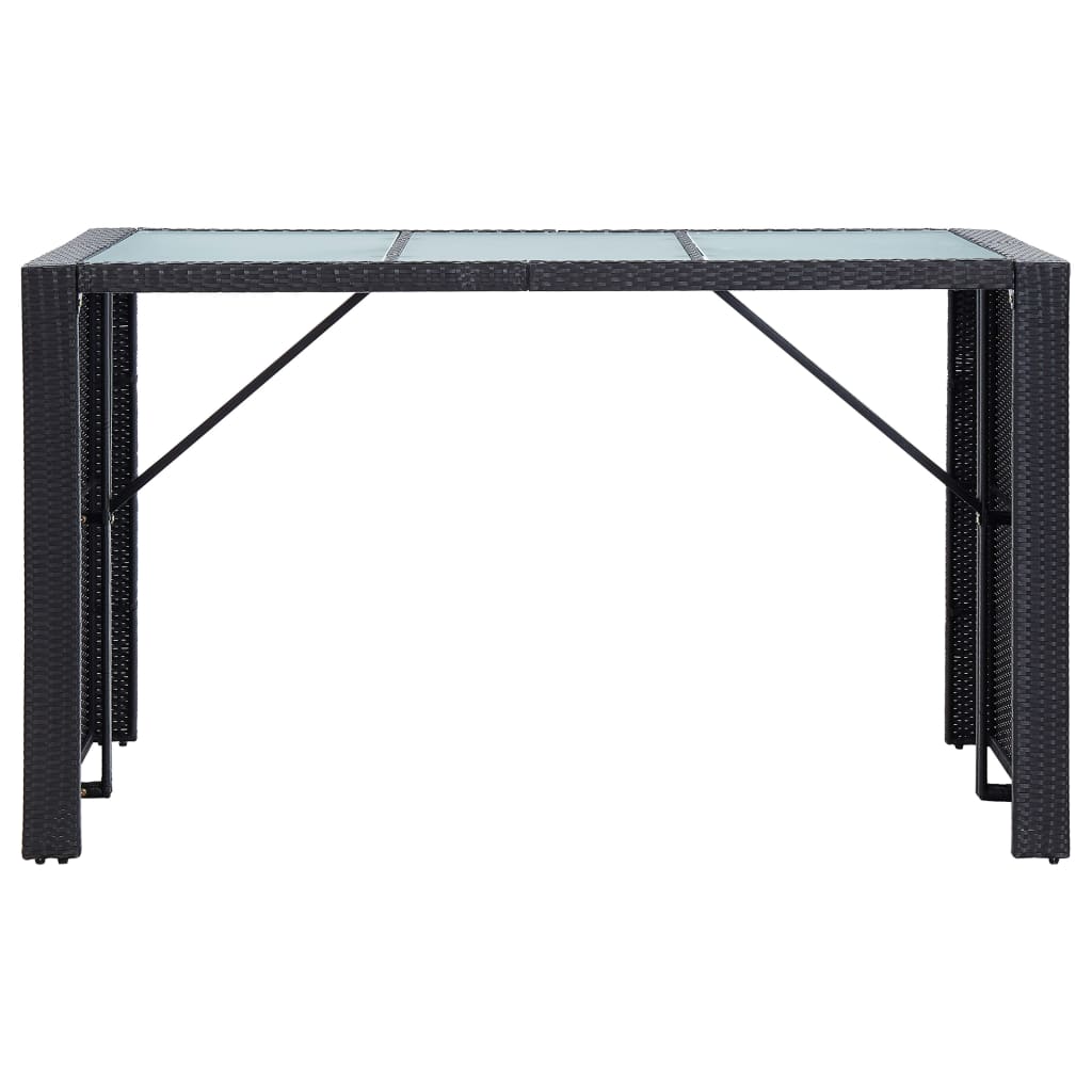 7 Piece Garden Bar Set with Cushions Poly Rattan Black - 185×80×110cm
