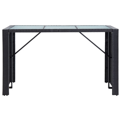 7 Piece Garden Bar Set with Cushions Poly Rattan Black - 185×80×110cm