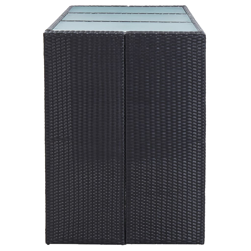 7 Piece Garden Bar Set with Cushions Poly Rattan Black - 185×80×110cm
