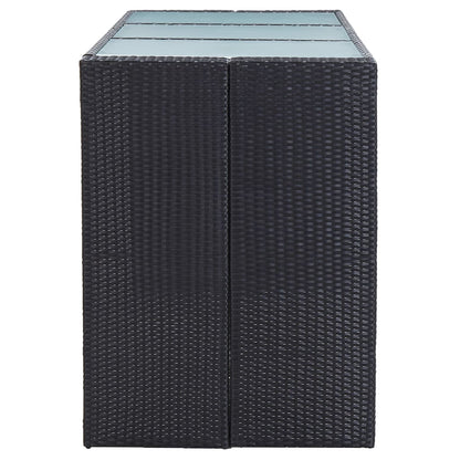 7 Piece Garden Bar Set with Cushions Poly Rattan Black - 185×80×110cm