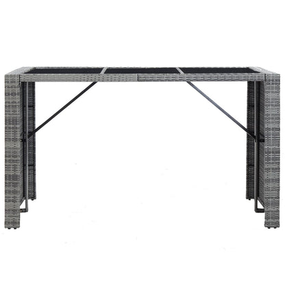 7 Piece Garden Bar Set with Cushions Poly Rattan Grey