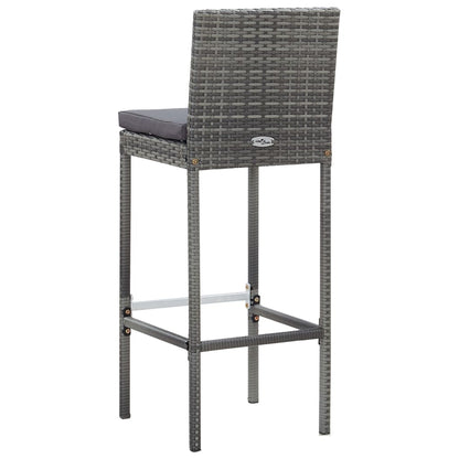 9 Piece Outdoor Bar Set Poly Rattan and Acacia Wood Grey