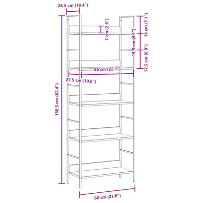 5-Shelf Bookshelf Oak 60cm Engineered Wood | HomeAndLiving