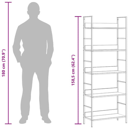 5-Shelf Bookshelf Oak 60cm Engineered Wood | HomeAndLiving