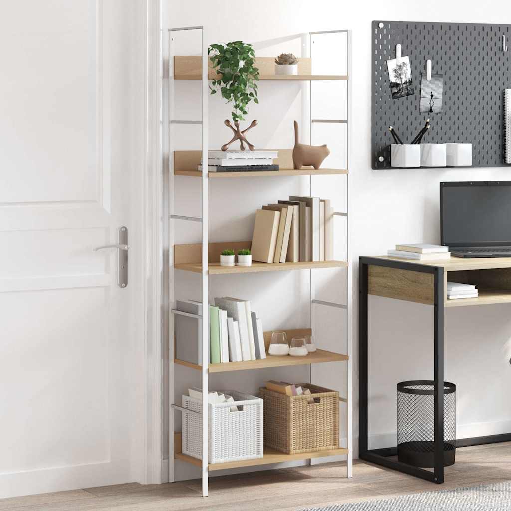 5-Shelf Bookshelf Oak 60cm Engineered Wood | HomeAndLiving