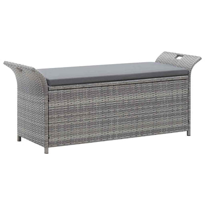 Outdoor Storage Bench Grey Poly Rattan 138cm | HomeAndLiving