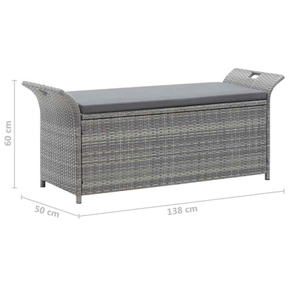 Outdoor Storage Bench Grey Poly Rattan 138cm | HomeAndLiving