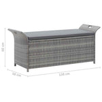 Outdoor Storage Bench Grey Poly Rattan 138cm | HomeAndLiving