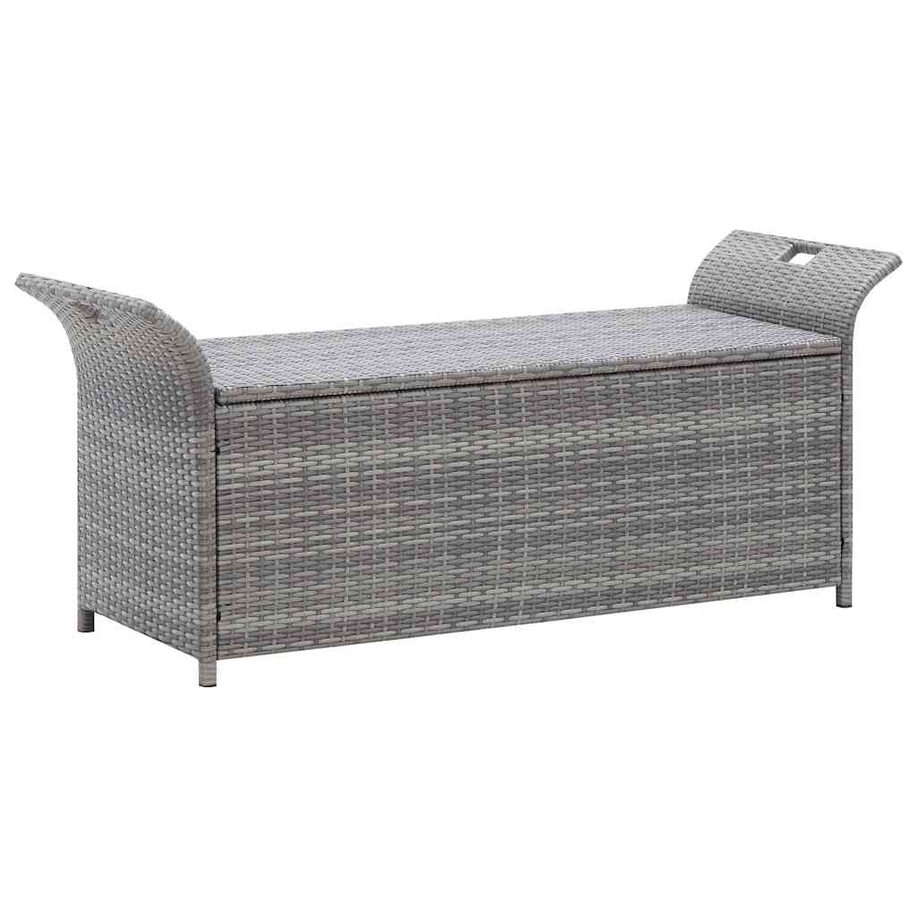 Outdoor Storage Bench Grey Poly Rattan 138cm | HomeAndLiving