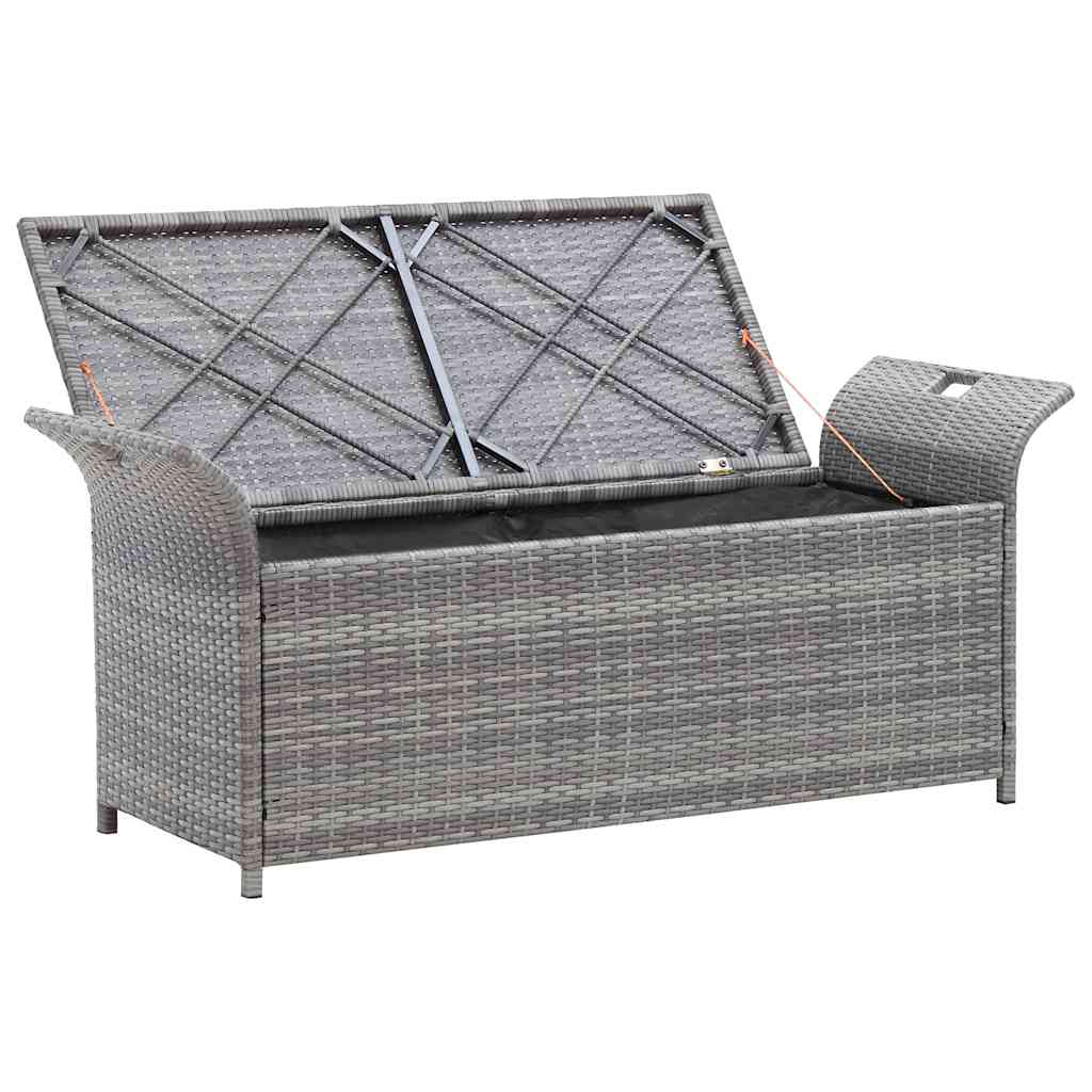 Outdoor Storage Bench Grey Poly Rattan 138cm | HomeAndLiving