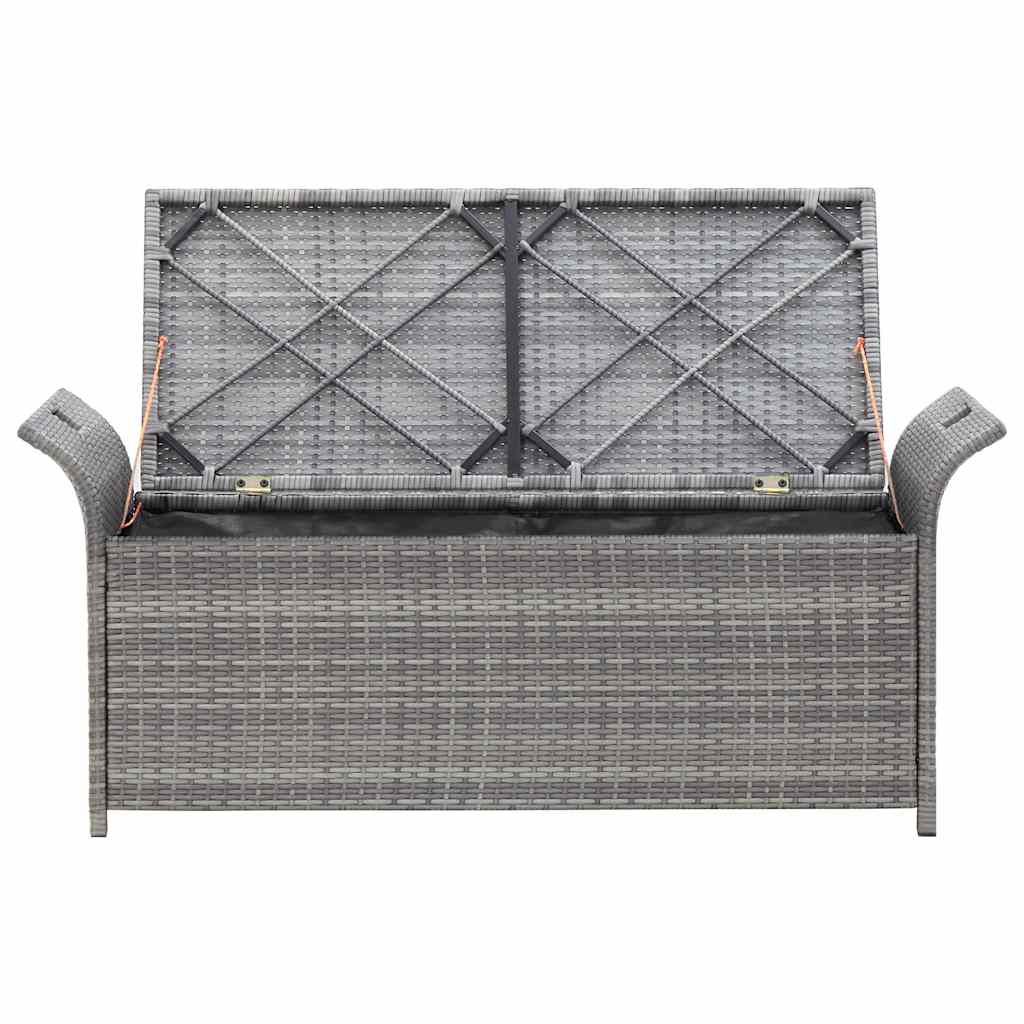 Outdoor Storage Bench Grey Poly Rattan 138cm | HomeAndLiving