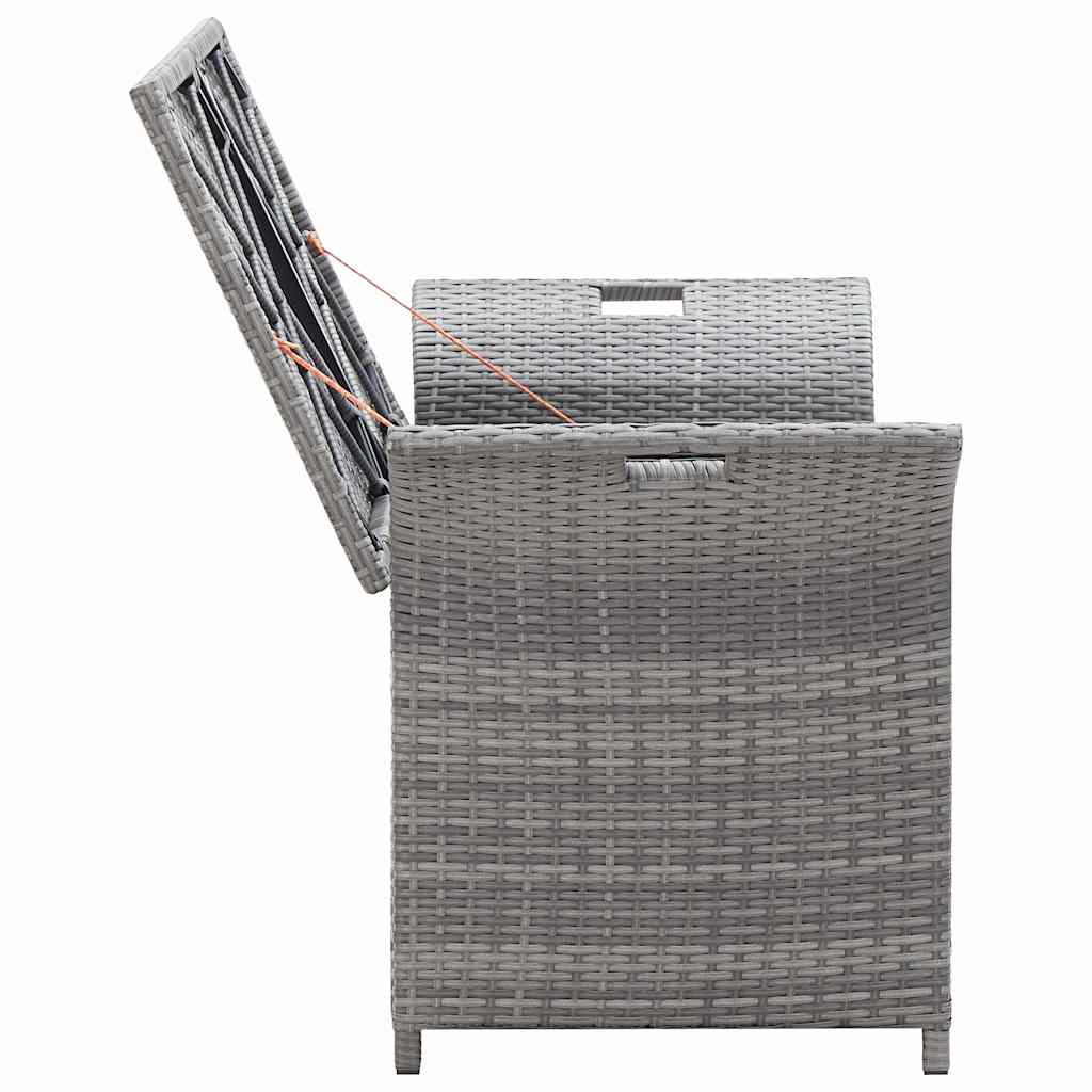 Outdoor Storage Bench Grey Poly Rattan 138cm | HomeAndLiving