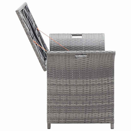 Outdoor Storage Bench Grey Poly Rattan 138cm | HomeAndLiving