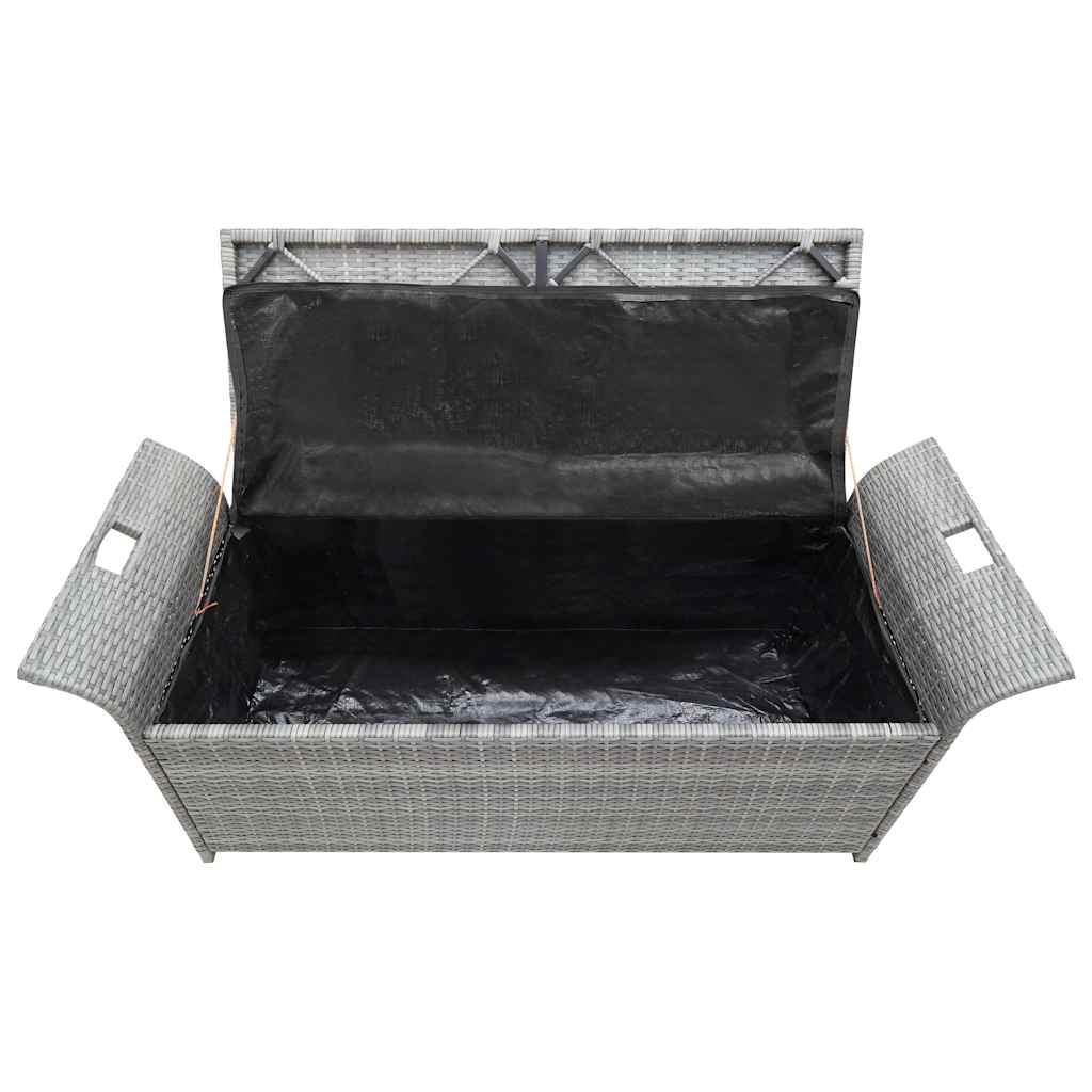 Outdoor Storage Bench Grey Poly Rattan 138cm | HomeAndLiving