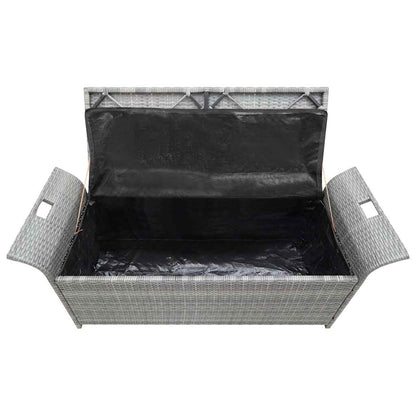Outdoor Storage Bench Grey Poly Rattan 138cm | HomeAndLiving