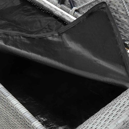Outdoor Storage Bench Grey Poly Rattan 138cm | HomeAndLiving