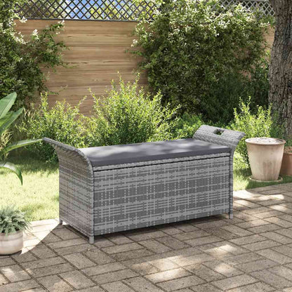 Outdoor Storage Bench Grey Poly Rattan 138cm | HomeAndLiving
