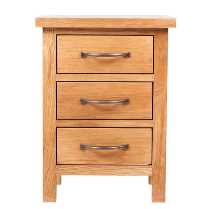 Solid Oak Wood Nightstands 2 Piece 3 Drawer Bedside Storage Cabinets Set
