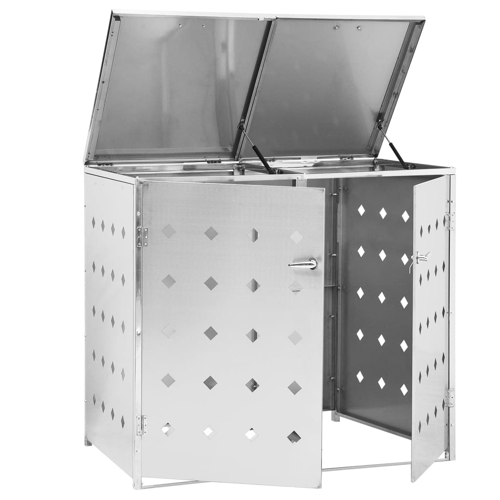 Double Wheelie Bin Shed 240 L Stainless Steel