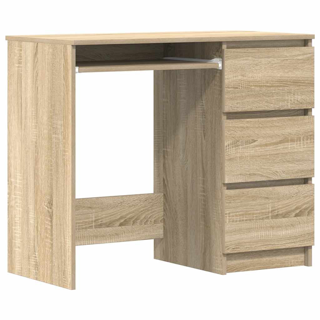 Sonoma Oak Desk 3 Drawers 90cm Home Office | HomeAndLiving