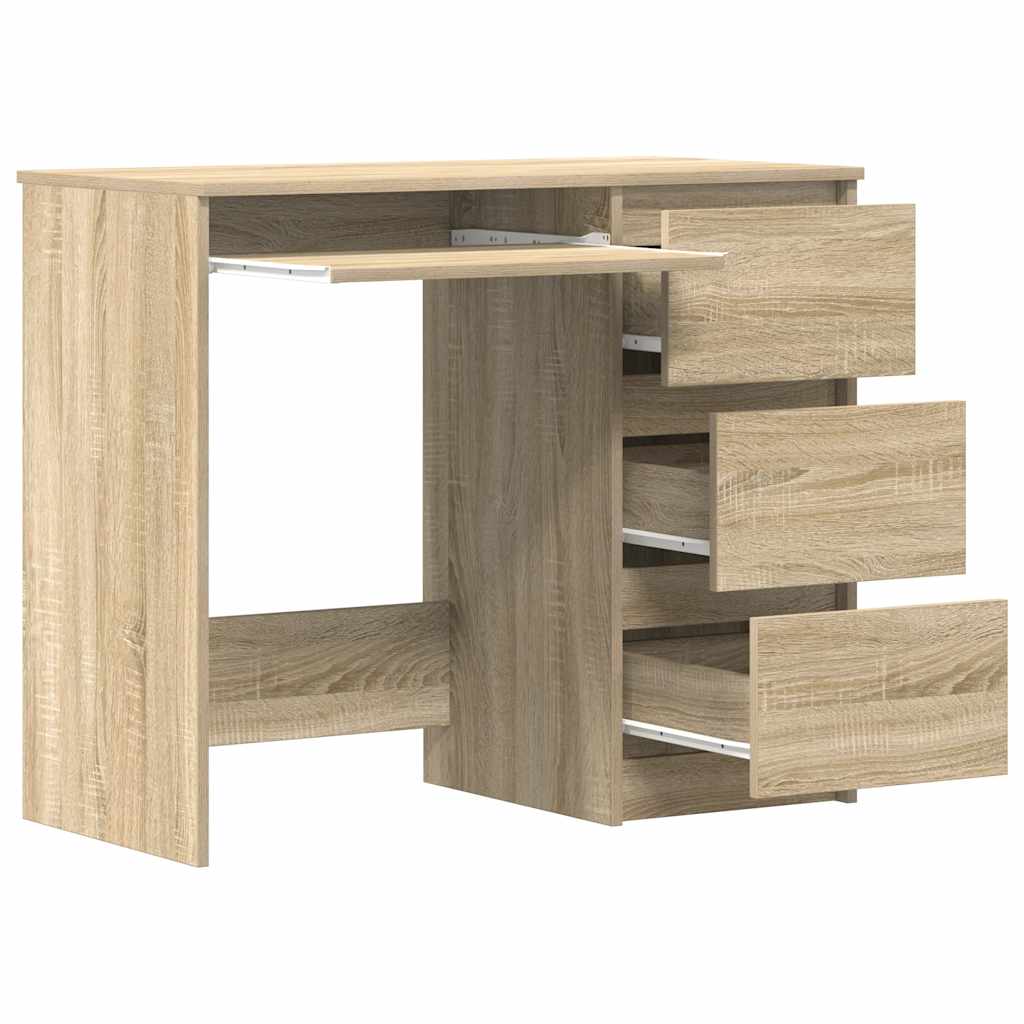 Sonoma Oak Desk 3 Drawers 90cm Home Office | HomeAndLiving