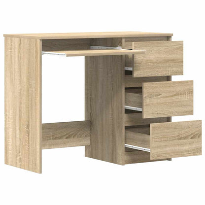 Sonoma Oak Desk 3 Drawers 90cm Home Office | HomeAndLiving
