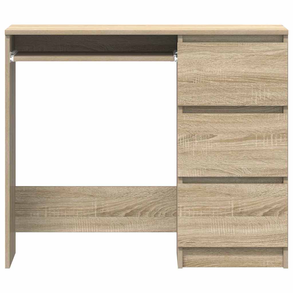 Sonoma Oak Desk 3 Drawers 90cm Home Office | HomeAndLiving