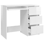 Desk High Gloss White Engineered Wood