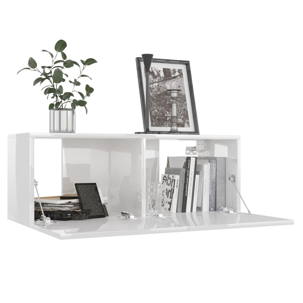 TV Cabinet High Gloss White 80x30x30 cm Chipboard