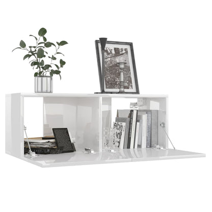 TV Cabinet High Gloss White 80x30x30 cm Chipboard