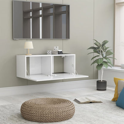 TV Cabinet High Gloss White 80x30x30 cm Chipboard