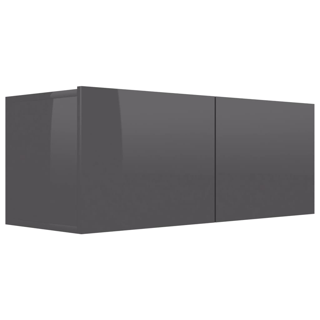 TV Cabinet High Gloss Grey 80x30x30 cm Chipboard