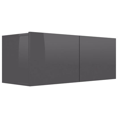TV Cabinet High Gloss Grey 80x30x30 cm Chipboard