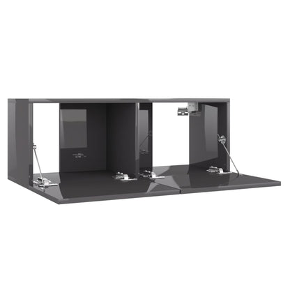 TV Cabinet High Gloss Grey 80x30x30 cm Chipboard