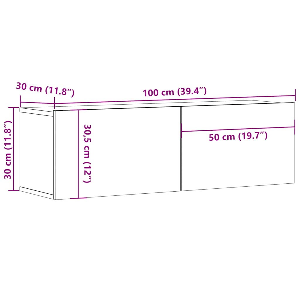 Floating TV Cabinet Wall Mounted White 100cm | HomeAndLiving