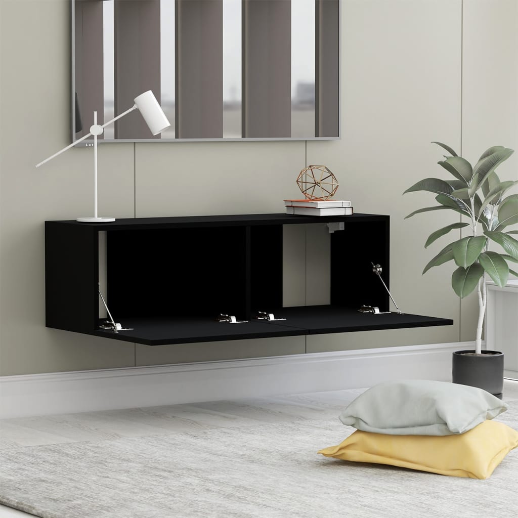 TV Cabinet Black Engineered Wood - 100×30×30cm