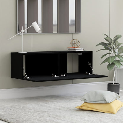 TV Cabinet Black Engineered Wood - 100×30×30cm